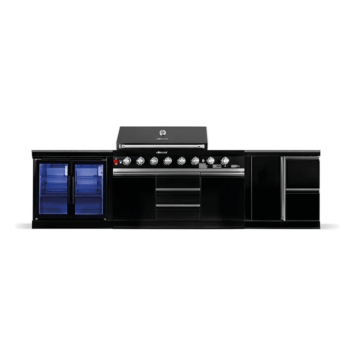 Goriller Outdoorküche Schwarz Hochglanz 330x90x58 cm