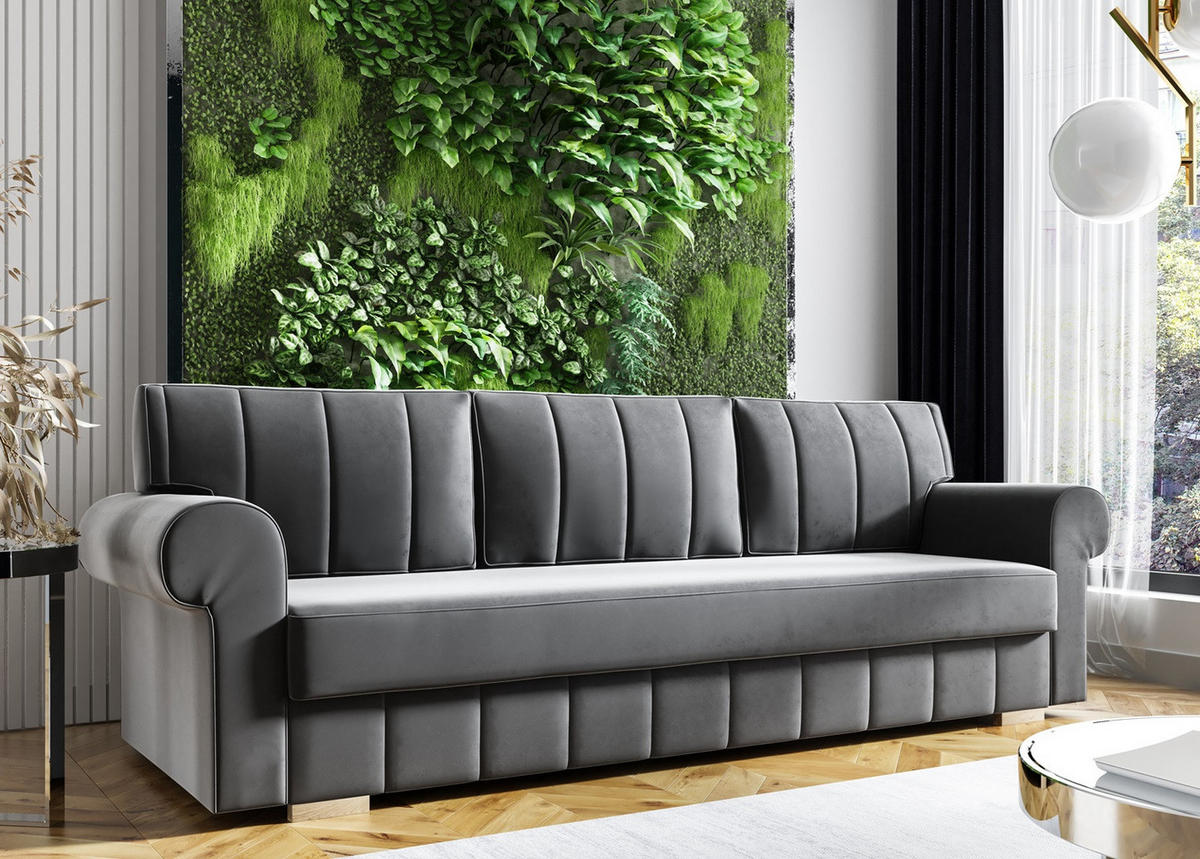 SOFA Grafit INES Mit Steppungen - Graphitfarben, Textil (237/90/85cm) - Sepro Meble