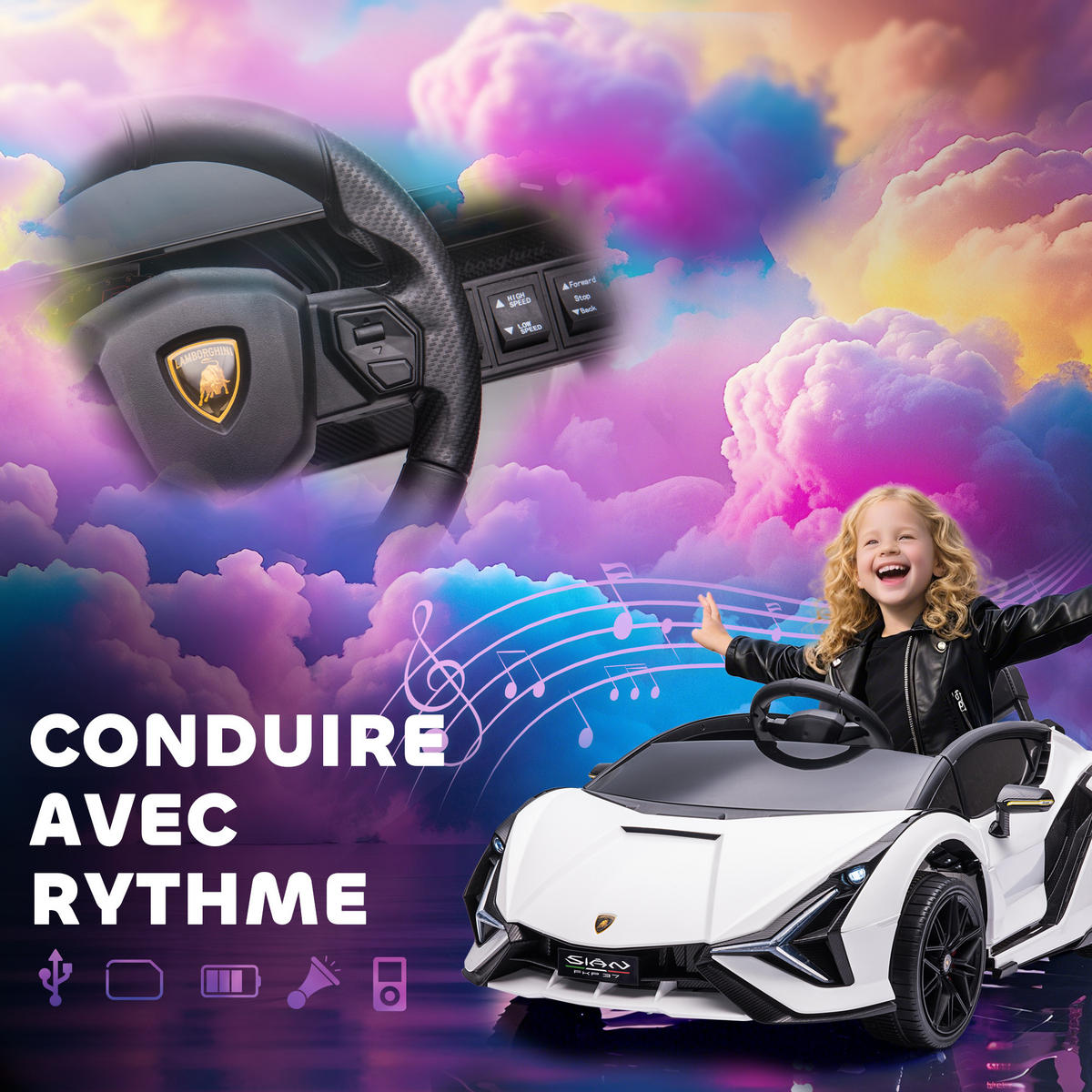 ELEKTRO-KINDERAUTO DE-12992 2,4G Fernbedienung Weiß - Weiß, Kunststoff (108/62/40cm) - ComfortXL