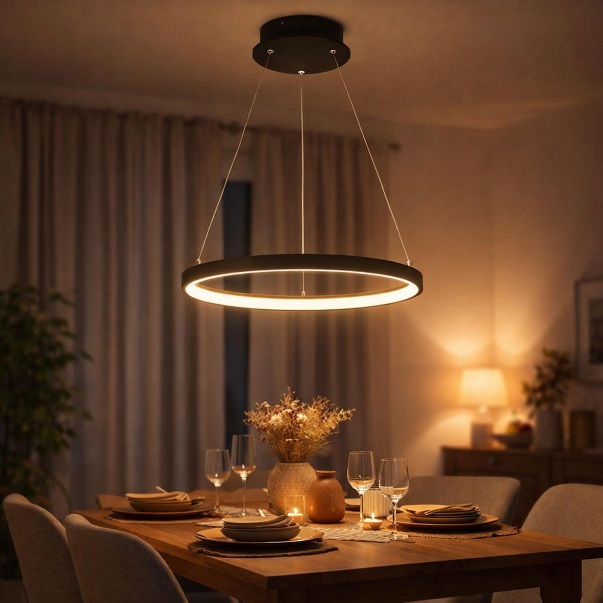 LED HÄNGELEUCHTE RALPH Schwarz Opal - Schwarz, Metall (38.5/38.5/120cm) - Globo Lighting