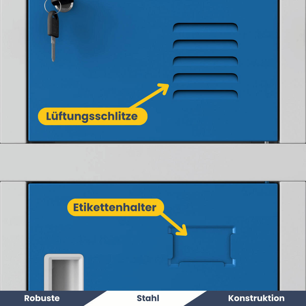 SCHLIESSFACHSCHRANK Spind TAMPA 20 Fächer172x136x45cm Grau-Blau - Grau, Metall (136/172/45cm) - DELUKE