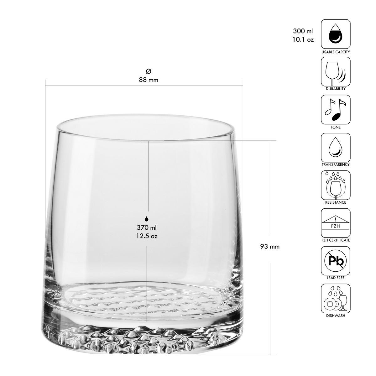 WHISKYGLÄSER Fjord, 6er-Set, 370 ml - Transparent, Glas (0.37L) - Krosno Glass