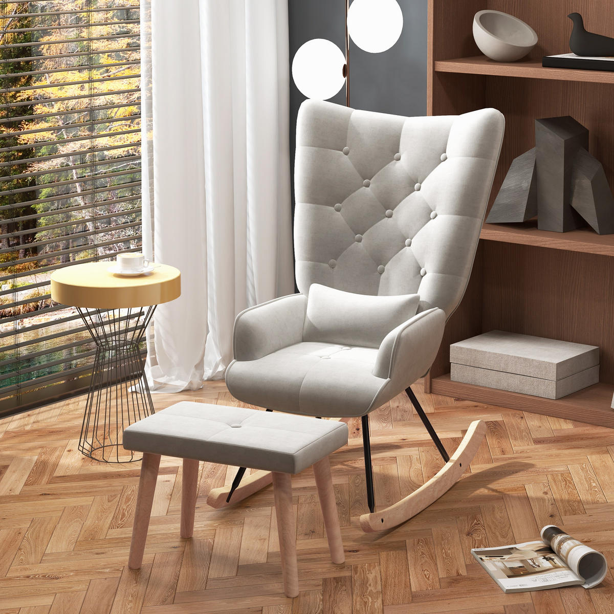 SCHAUKELSESSEL mit Hocker - Weiß, Kunststoff (96/101/66cm) - HOMCOM