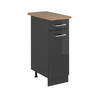 KÜCHENUNTERSCHRANK R-Line Anthrazit Hochglanz 30 cm , AP Eiche - Schwarz Hochglanz/Anthrazit, Holzwerkstoff (30/81.6/60cm) - Vicco