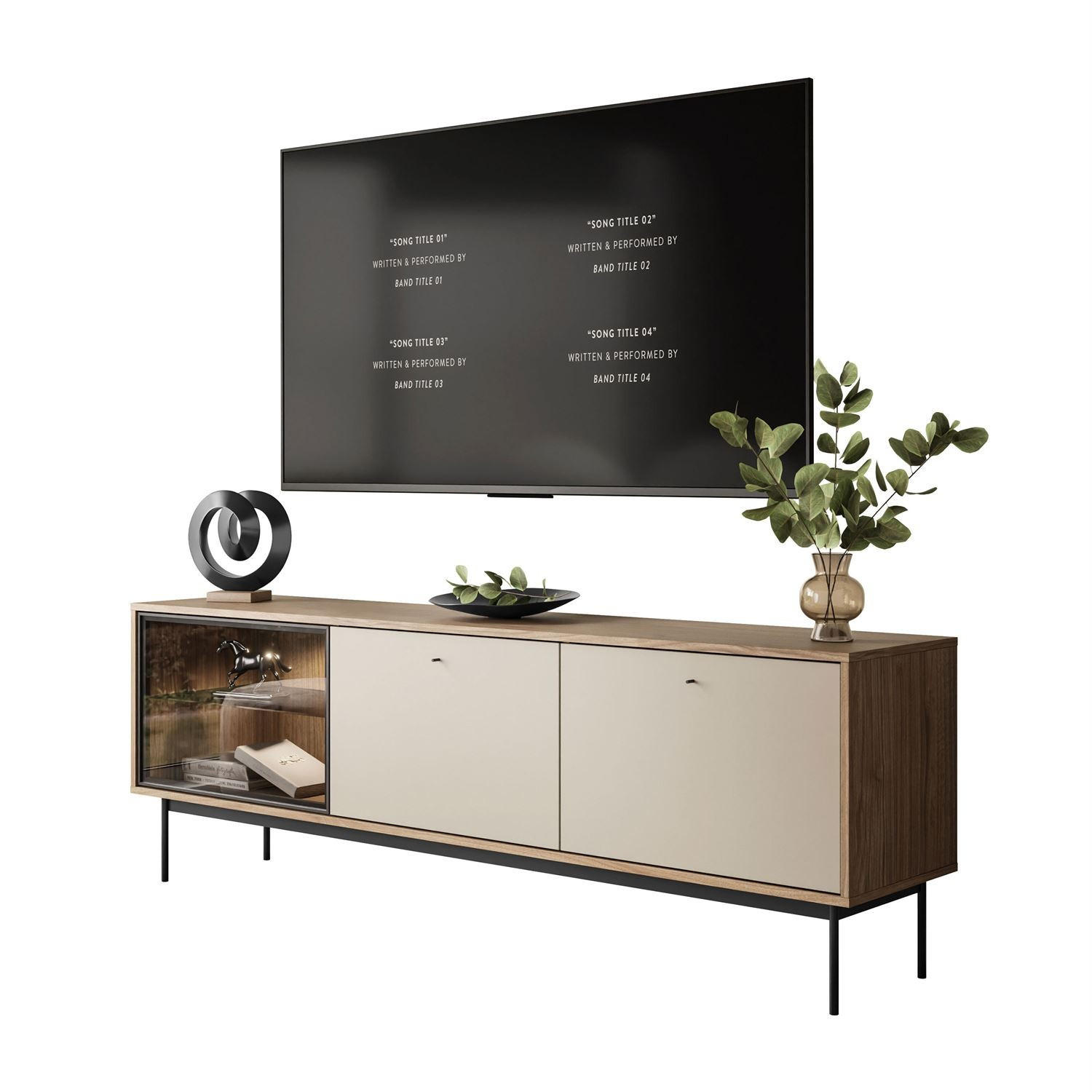 TV-SCHRANK ISA mit LED-Beleuchtung - Eichefarben, Holzwerkstoff (185/63/40cm) - Lookway