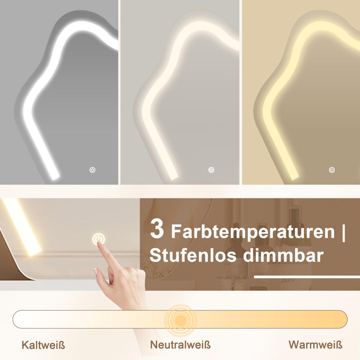 SCHMINKTISCH Weiß LED Spiegel 2 Schubladen 160x40x132cm - Weiß, Holzwerkstoff (40/132/160cm) - FLIEKS