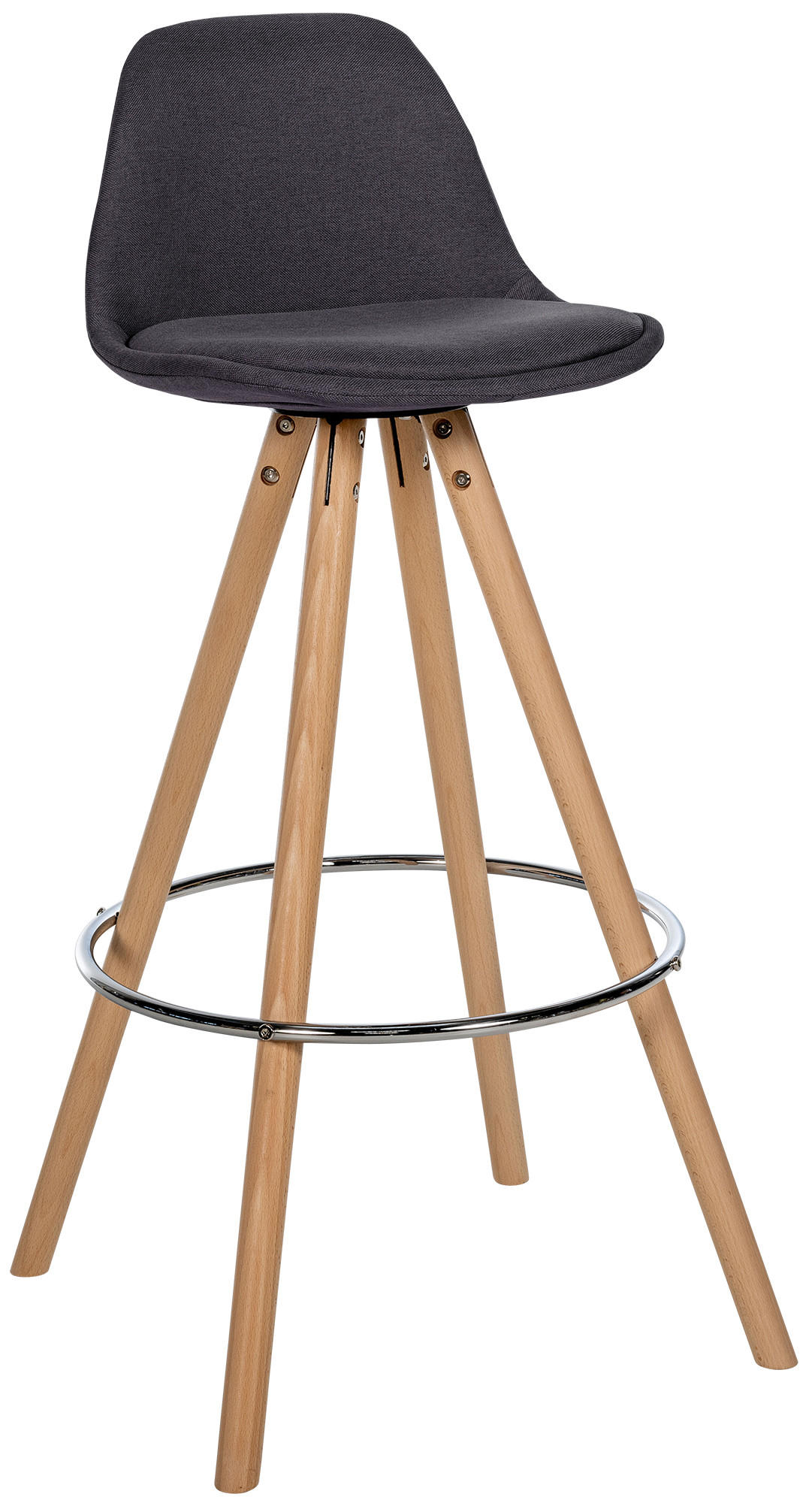 BARHOCKER Stoff dunkelgrau - Eukalyptusholzfarben/Dunkelgrau, Holz/Textil (38/99/44cm) - CLP
