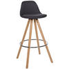 BARHOCKER Stoff dunkelgrau - Eukalyptusholzfarben/Dunkelgrau, Holz/Textil (38/99/44cm) - CLP