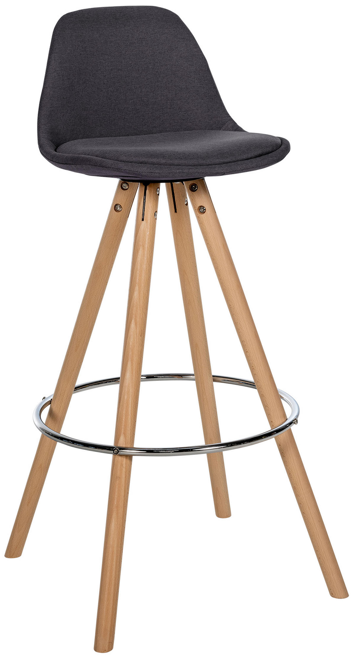 BARHOCKER PALMA Dunkelgrau Stoff Braun - Dunkelgrau, Holz/Textil (38/99/44cm) - DELUKE