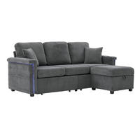 SOFA mit LED und USB/TYPE-C 194 x 73 x 81 cm Corduroy Dark Gray - Dunkelgrau, Kunststoff (194/81/73cm) - Meubliv