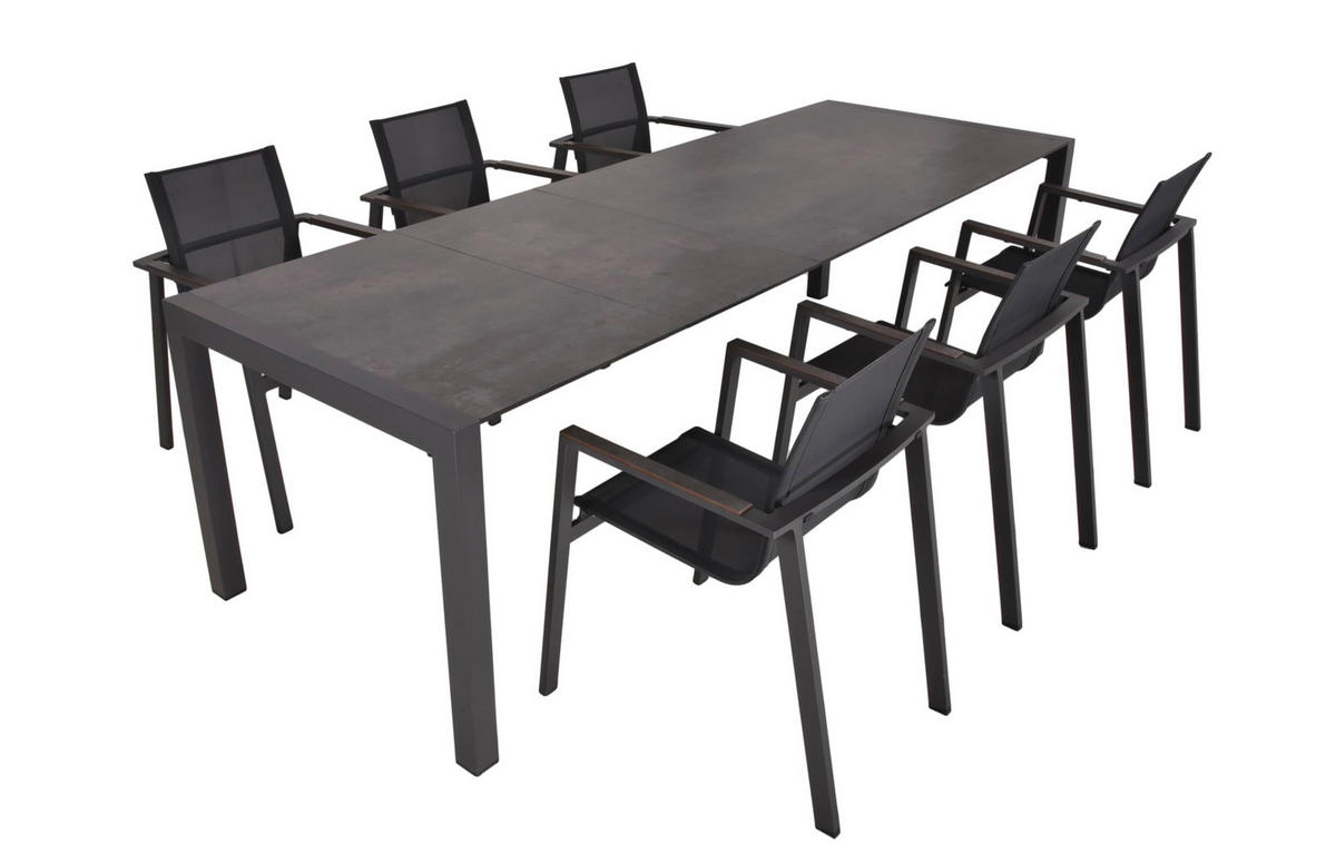 GARTEN-SITZGRUPPE Hauke 7-teilig Gartenmöbel-Set - Dunkelbraun, Kunststoff - DELUKE