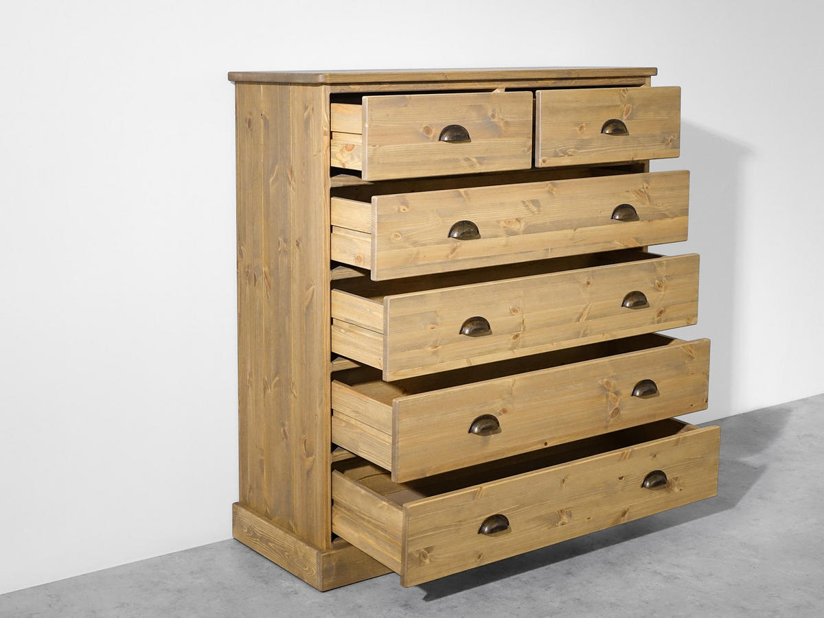 KOMMODE aus Massivholz Dakota 2 - Hellbraun, Holz (112/125/45cm) - Seart