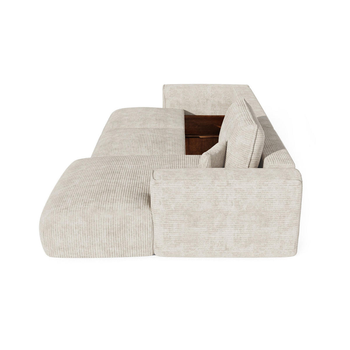 ECKSOFA rechtwinklig COMO Cord Creme 297cm - Creme, Textil (297/167cm) - Premium Interiors