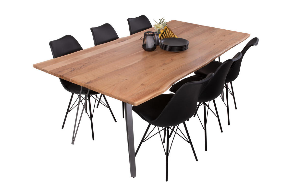 ESSTISCH CELIA - Beige/Silberfarben, Holz/Metall (100/240/77cm) - SAM
