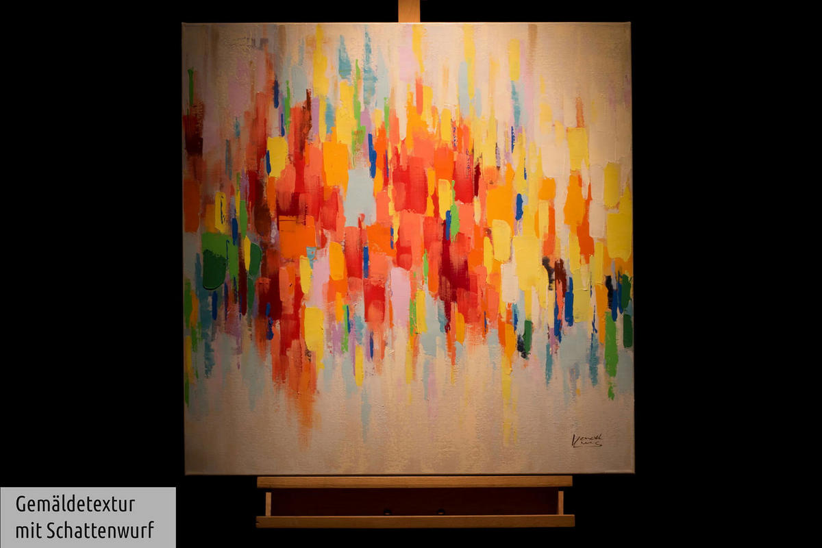 ACRYLBILD HANDGEMALT 80/80 cm - Beige/Multicolor, Holz/Textil (1.68/80cm) - KUNSTLOFT