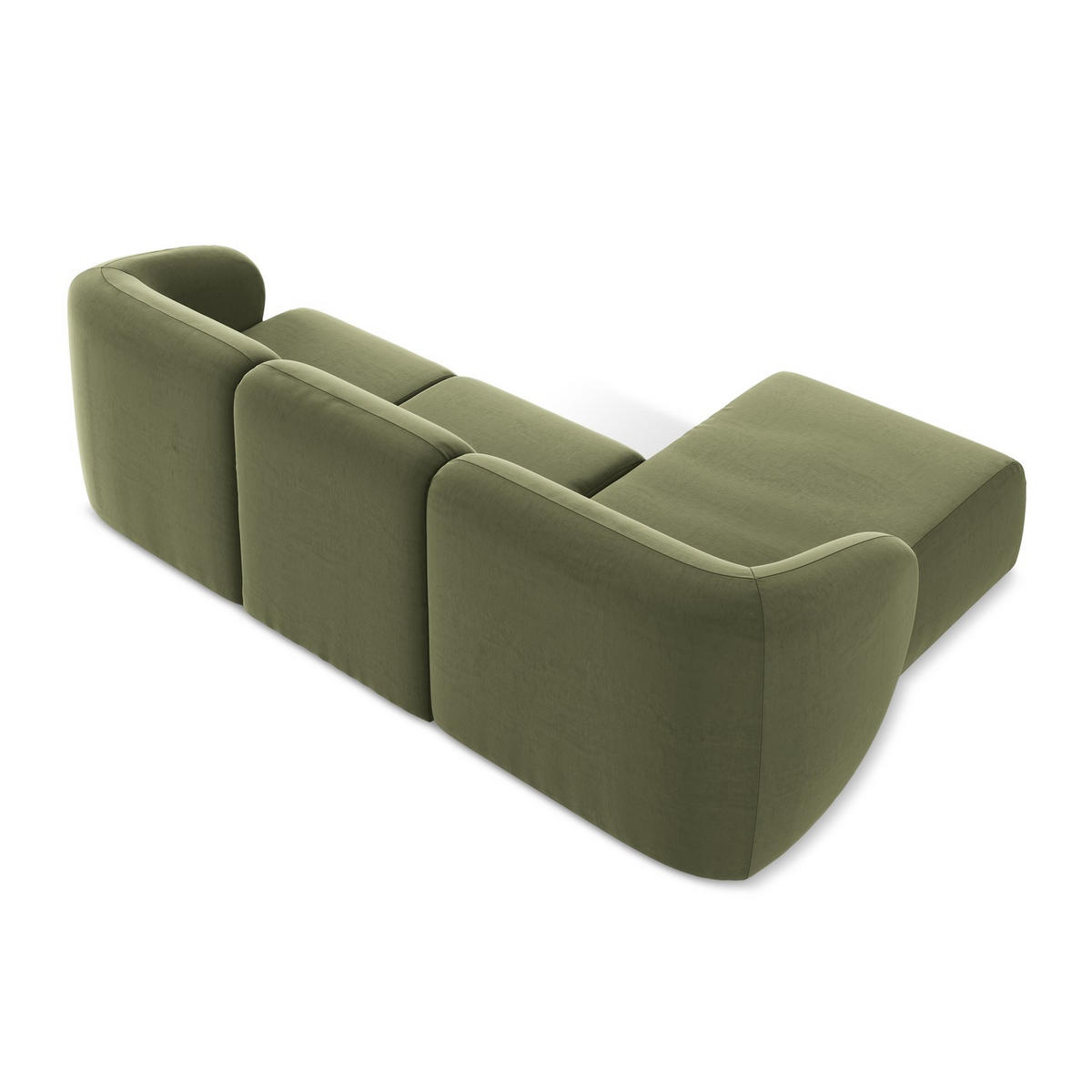 ECKSOFA Links Samt Stoff Grün - Schwarz/Olivgrün, Holzwerkstoff/Kunststoff (248/166cm) - LaMiaSofa