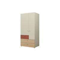 KINDERKLEIDERSCHRANK YOGI 02 90/185 cm in Graubeige / Geölte Eiche / Koralle - Greige/Koralle, Holzwerkstoff (90/185/60cm) - Deine Möbel 24