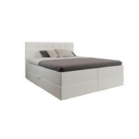 BOXBETT Malaga Weiß Kunstleder 140x200 cm Bettkasten + Topper - Weiß, Holz/Textil (140/200cm) - Comfortic