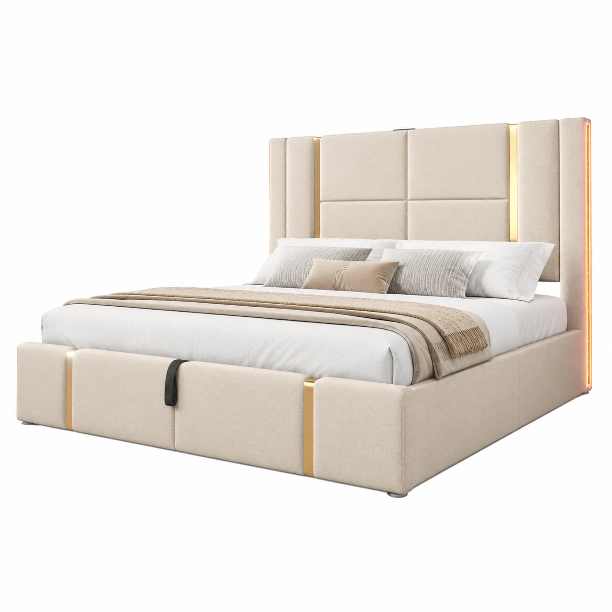 Beauniv Polsterbett Beige 140x200 cm
