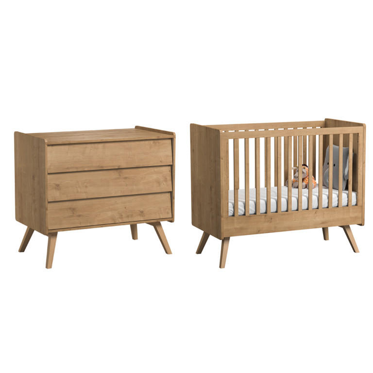BABYZIMMER 2-teilig Holz - Braun, Holzwerkstoff (125/103/65cm) - Petits-meubles