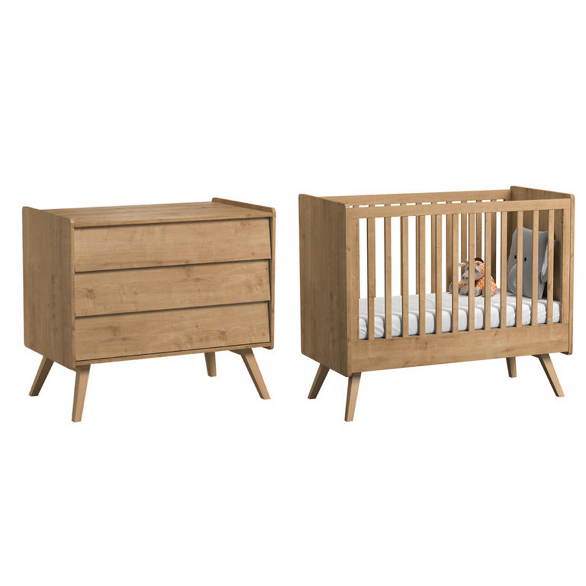 BABYZIMMER 2-teilig Holz - Braun, Holzwerkstoff (125/103/65cm) - Petits-meubles