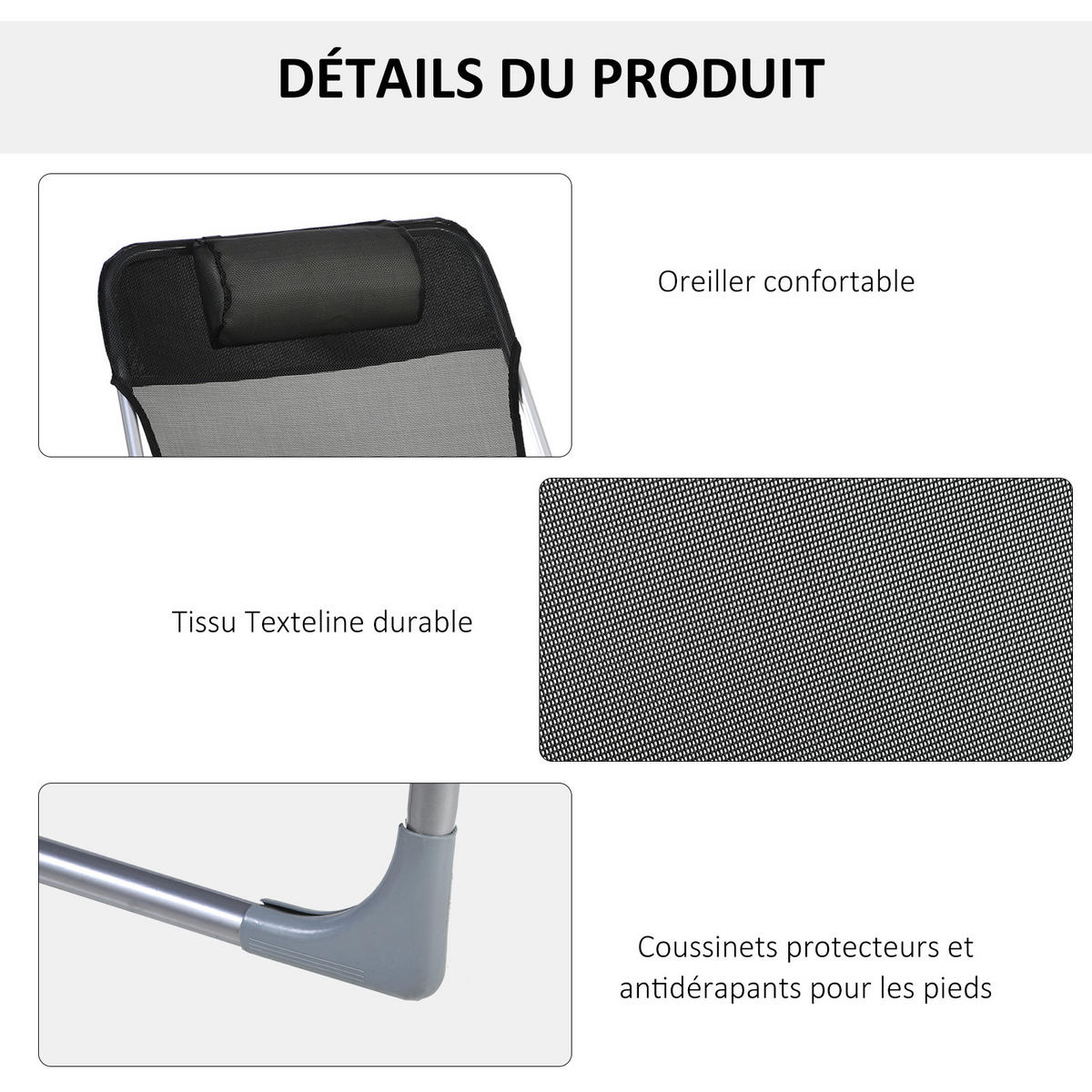 SONNENLIEGE DE-15625 klappbar, 5-fach verstellbar, inkl. Kissen Schwarz - Schwarz, Metall (56/28/182cm) - ComfortXL