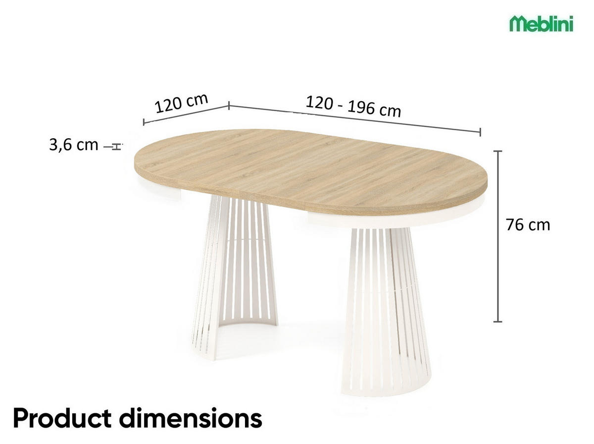 ESSTISCH Cone Bis - Kaschmir/Beige, Holzwerkstoff/Metall (120/120/76cm) - Meblini