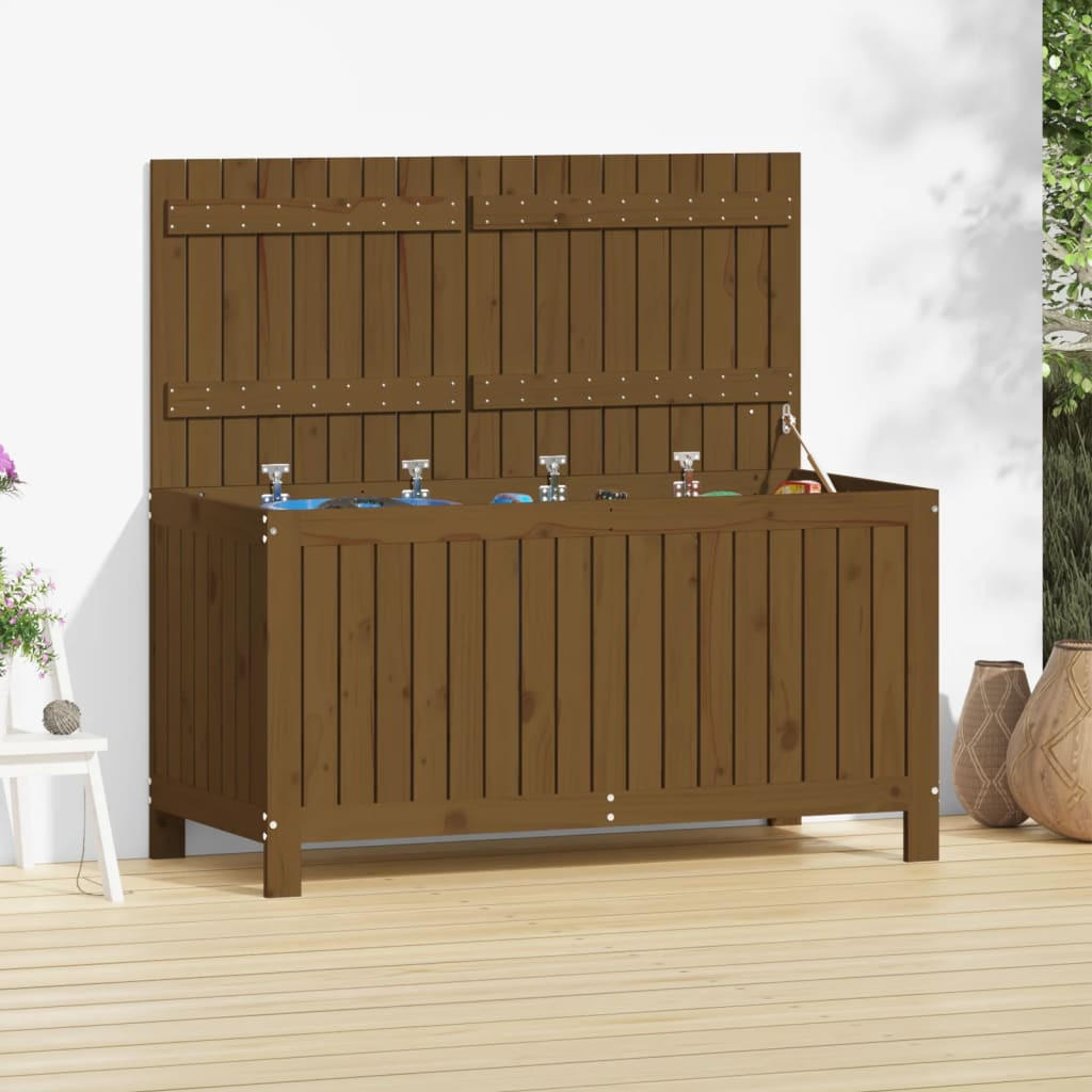 GARTENTRUHE Honigbraun 121x55x64 cm Massivholz Kiefer - Braun, Holz (121/64/55cm) - furnicato