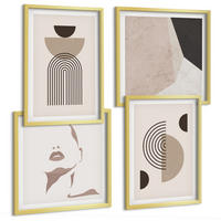 BILDER SET 4er Set - 50x50 cm & 40x60 cm Goldrahmen - Abstrakte Gesichtsformen - Goldfarben, Kunststoff (50/50cm) - TULUP