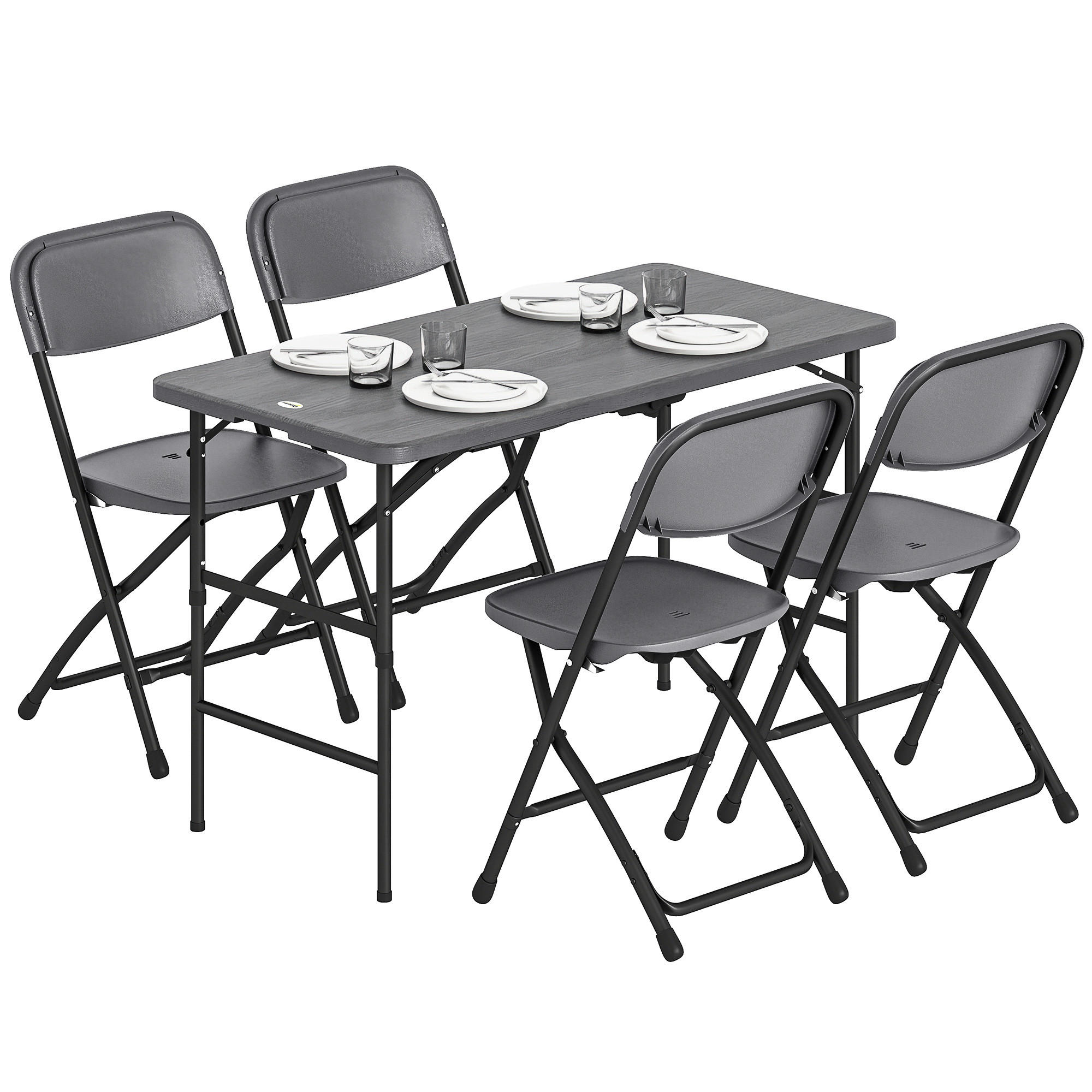 GARTENTISCHGRUPPE DE-18116 höhenverstellbarer Tisch 118 cm Dunkelgrau - Dunkelgrau, Metall - ComfortXL