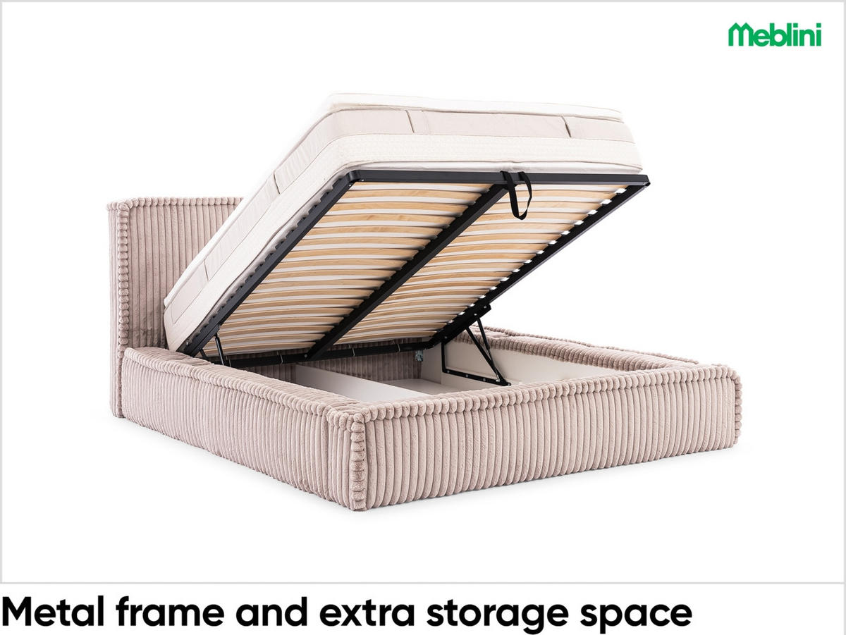 POLSTERBETT MESUT - Hellbraun, Textil (120/200cm) - Meblini