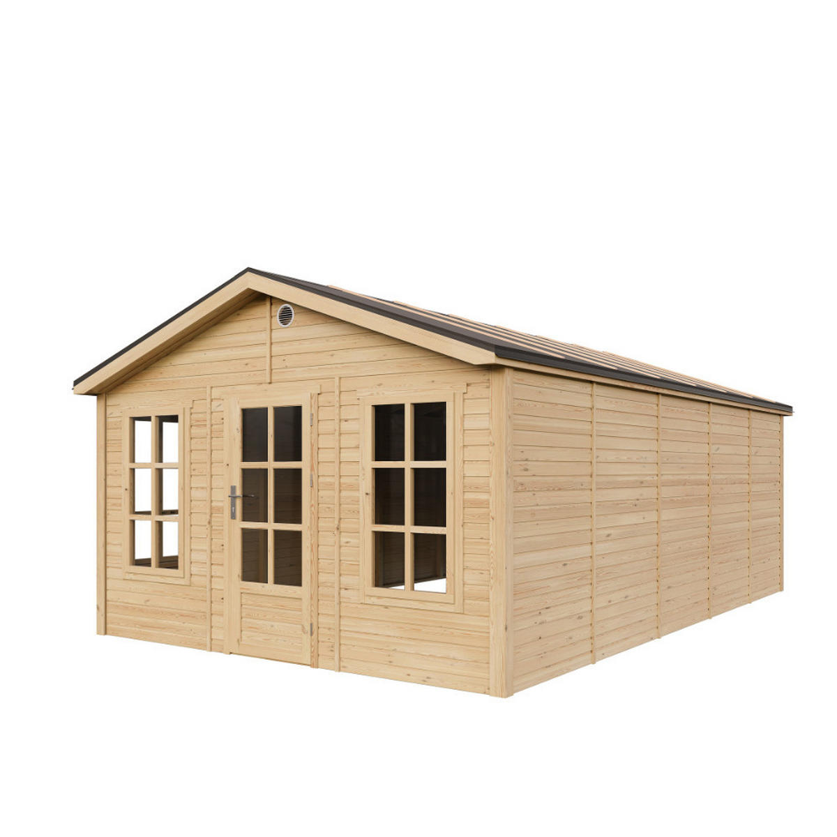 GARTENHAUS HOLZ M737 370 x 600 cm - Naturfarben, Holz (382/267/630cm) - Timbela