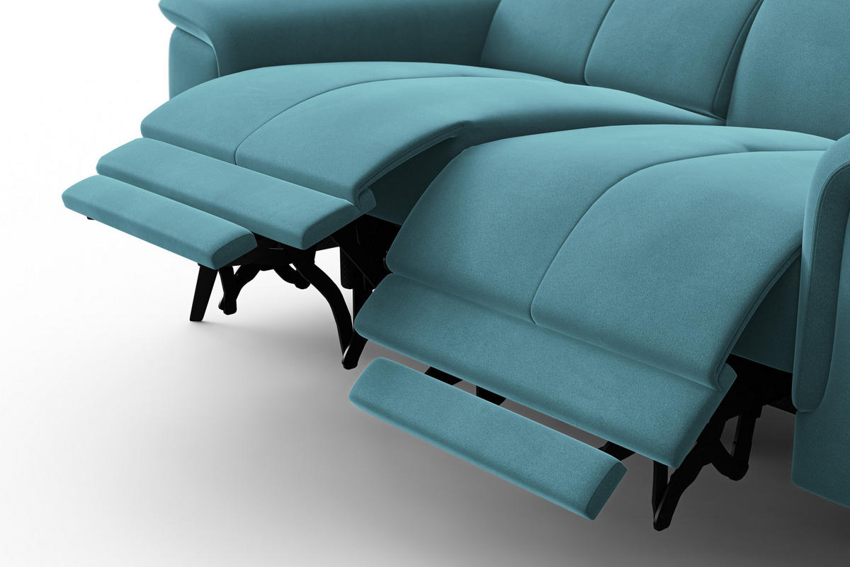 SOFA RELAX FIERO 2-Sitzer, Minter Veloursstoff - Schwarz/Mintgrün, Holz/Textil (170/82/103cm) - Courtois Laville