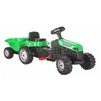 KINDERTRAKTOR Active 07316 grün Anhänger, Pedale, 6-fach verstellbarer Sitz, Rückwärtsfahrt, 50 kg - Schwarz, Kunststoff (143/51/51cm) - Pilsan