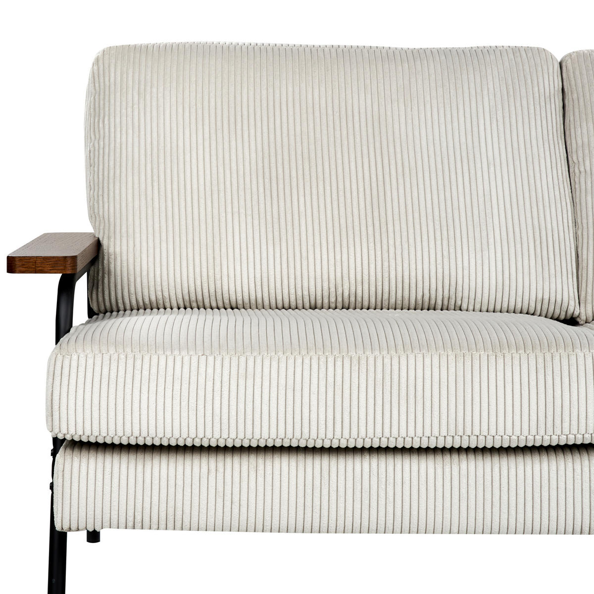 3-SITZER-SOFA Cord hellgrau Akranes - Dunkelbraun/Schwarz, Textil (181/89/80cm) - Beliani