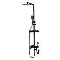 DUSCHSET mit Thermostat-Effekt - Duschsystem 4-in-1 mit Regendusche und Bidet-Sprühpistole - mit Handbrause - Schwarz - Schwarz, Metall (20/105/16cm) - DELFA