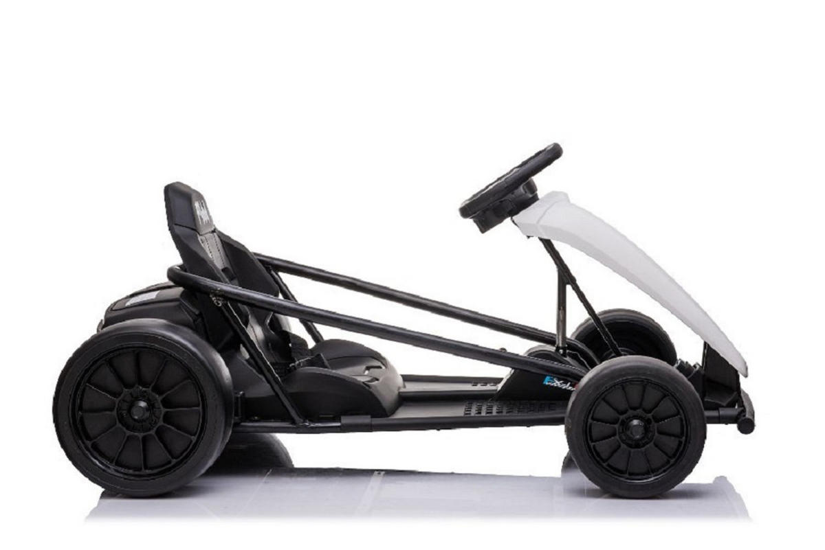 KINDER ELEKTRO-GOKART FXI1 Driftmodus, EVA-Reifen, Sicherheitsgurt, bis 10 km/h, Elektroantrieb - Schwarz, Kunststoff (110/77/54cm) - Es-Toys