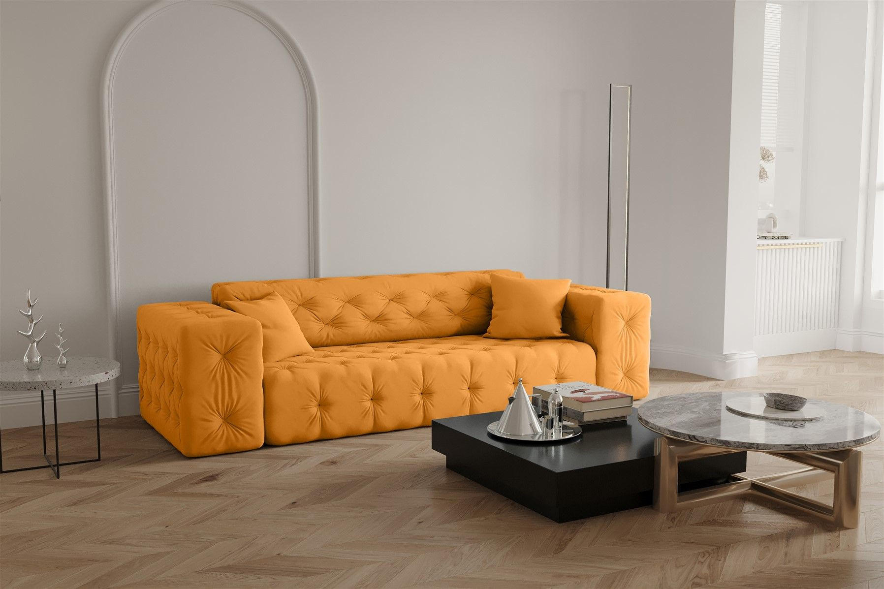 SOFA 3-sitzer Chantal - Gelb, Holzwerkstoff/Textil (251/78/96cm) - Fun Möbel