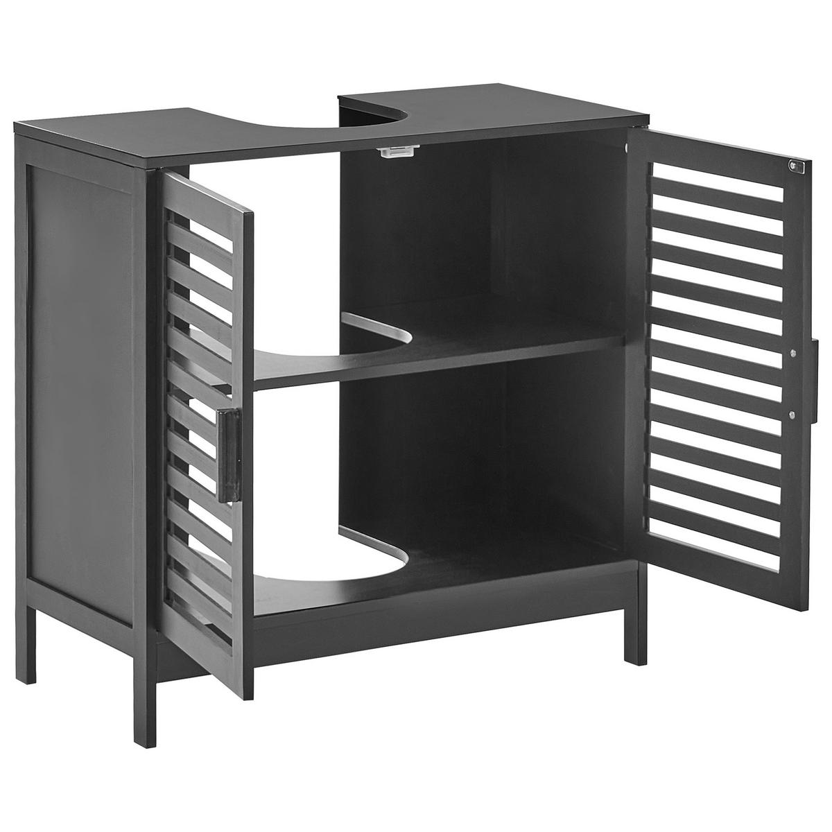 WASCHBECKENUNTERSCHRANK Bambus 60 cm Schwarz Missoula - Schwarz, Holz (60/60/30cm) - Beliani