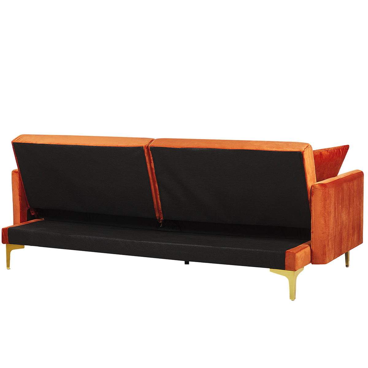 3-SITZER-SCHLAFSOFA Samtstoff Orange Lucan - Orange, Textil (190/75/90cm) - Beliani