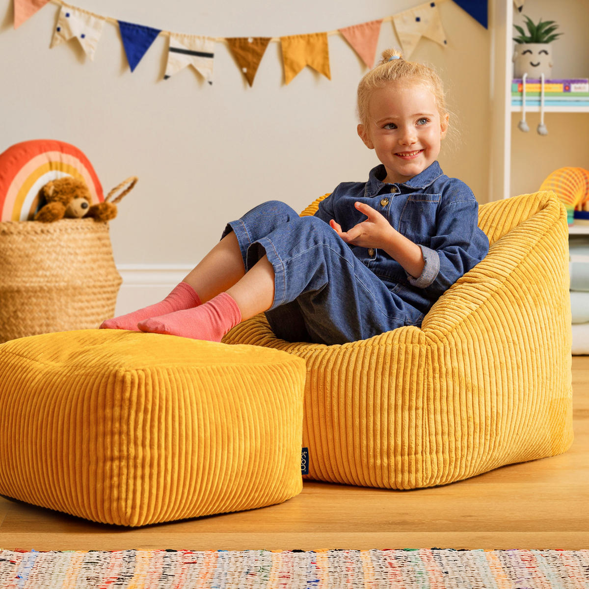 KINDERSITZSACK mit Hocker Natalia - Gelb, Textil (55/44/55cm) - icon