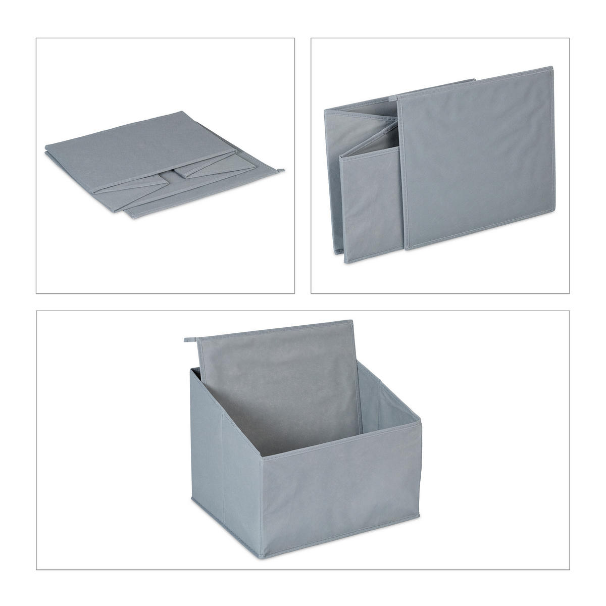 2XAUFBEWAHRUNGSBOX - Grau, Textil (37/30/34cm) - Relaxdays