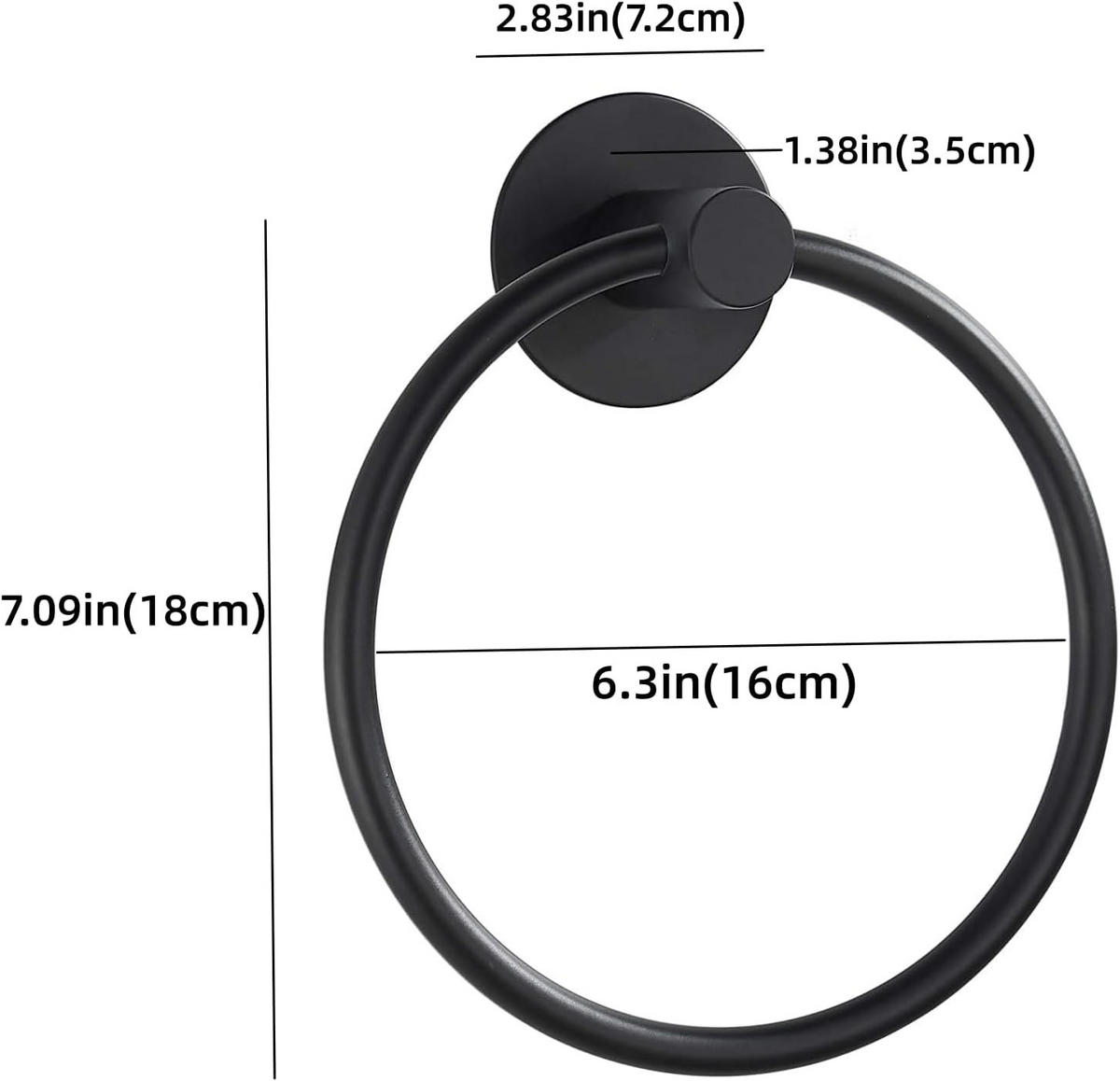 HANDTUCHSTANGE , 16 cm großer Handtuchring - Schwarz, Metall (16/7.2/18cm) - BELZ