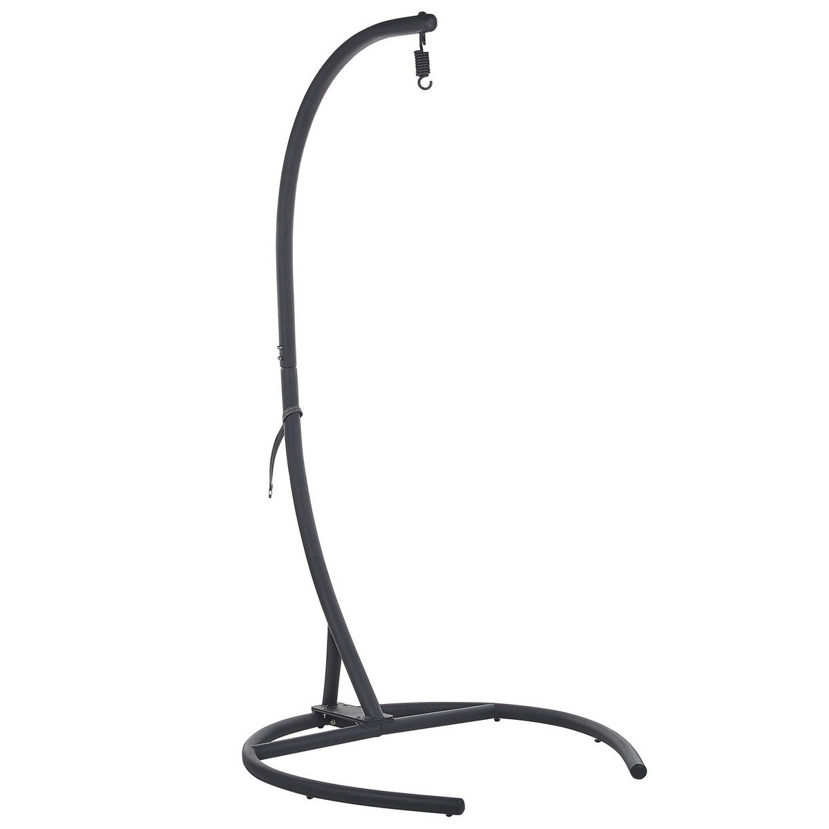 HÄNGESESSEL mit Gestell PE Rattan dunkelgrau 105 cm Sesia - Dunkelbraun, Textil (105/198/105cm) - Beliani