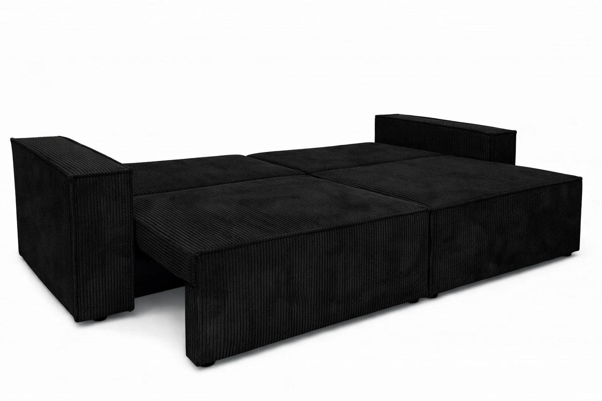 SOFA Mit Schlaffunktion Und Bettkasten, Cordstoff Poso, Schwarz, BEST SCORNER - Schwarz, Holz (245/83/90cm) - Kaiser Möbel