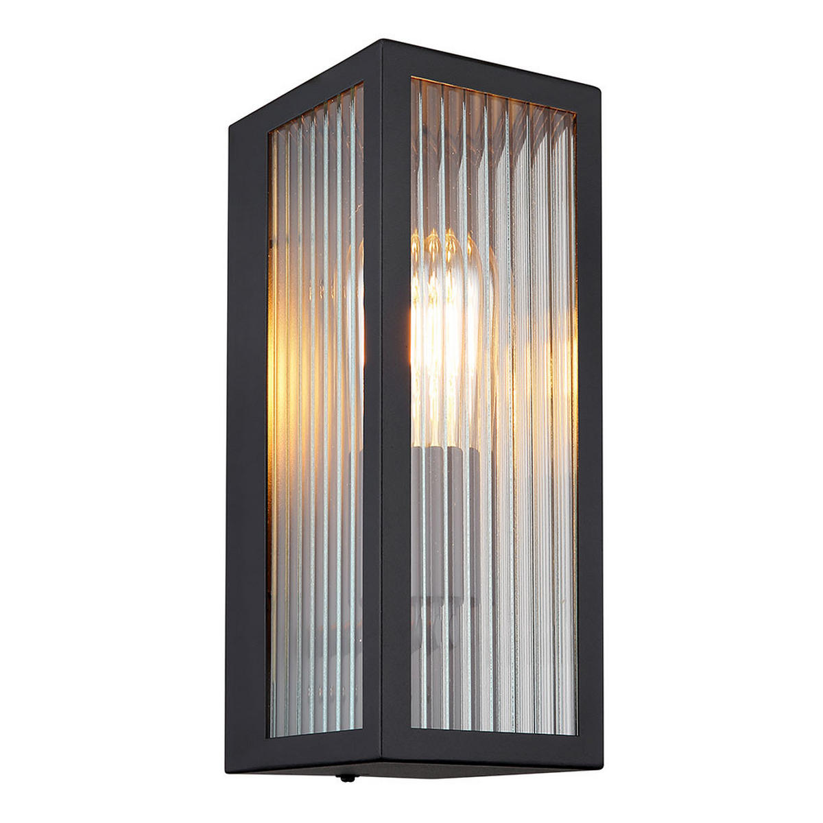 LED AUSSEN-WANDLEUCHTE Metall Schwarz - Schwarz, Glas (12/32/14cm) - Globo Lighting
