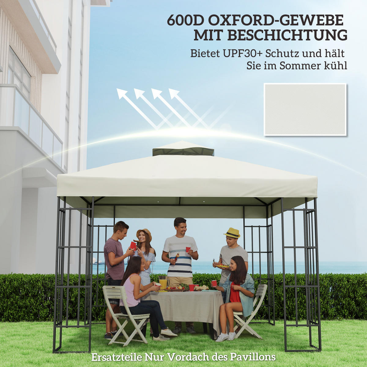 ERSATZDACH für Pavillon 3 x 3 m - Hellgrau, Kunststoff (300/1/300cm) - Outsunny