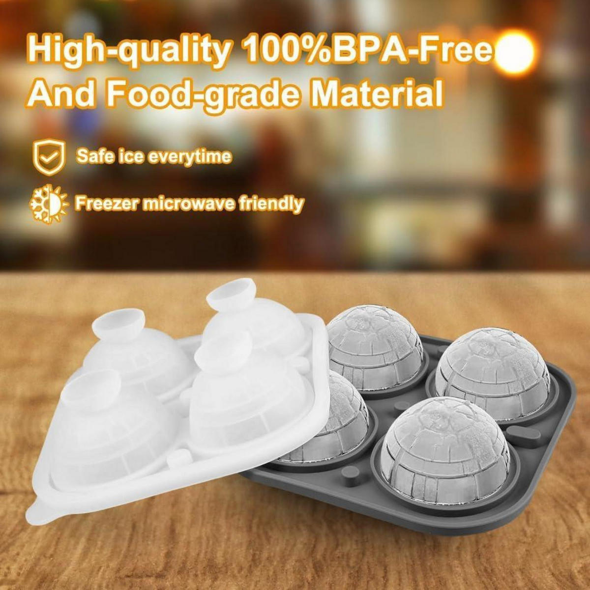 EISWÜRFELFORM 4-teiliges Set Kugel Silikon 6 cm - Weiß, Kunststoff (14/5.5/14cm)