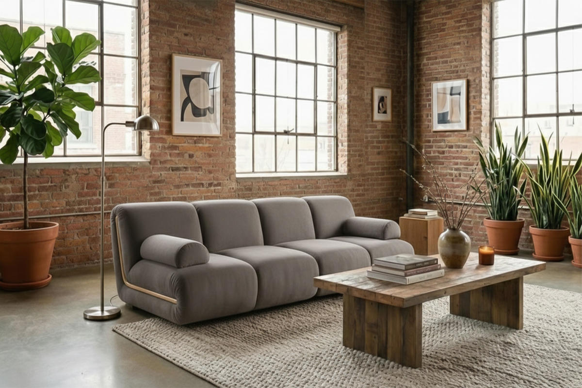 MODULSOFA LAYLA Taupe Velvet - Taupe/Schwarz, Buchenholz/Textil (183/74/99cm) - KAWOLA