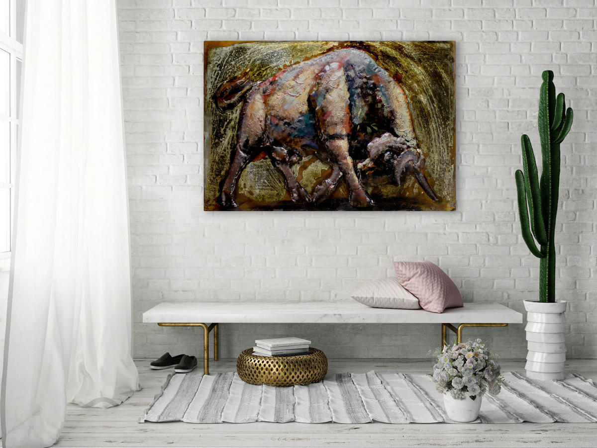 METALLBILD Rot 100/70 cm - Rot/Braun, Metall (7.8/70cm) - KUNSTLOFT